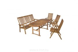 Fa kerti bútor ovális asztal+pad +székek